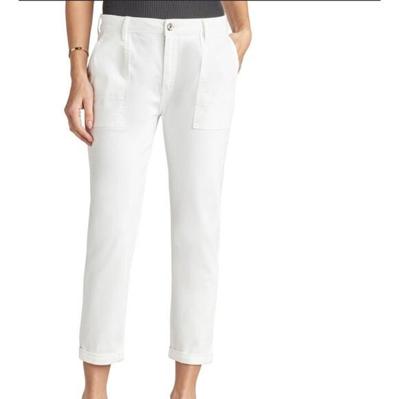 Sam Edelman The Cargo Utility Ankle Pants Sz. 14 /32 Optic White nautical NWT